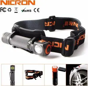 NICRON Mini Rechargeable LED Headlamp 450Lm 75M Long Beam Waterproof IP65 Flashlight Headlight Torch Lamp For Camping H10R