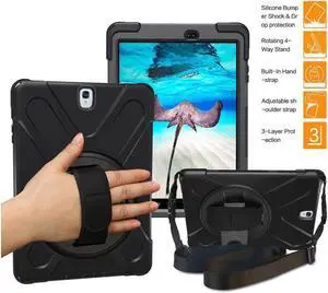 Galaxy Tab A 9.7 Case Full-Body Shock Proof Hybrid Heavy Duty Armor Protective Case for Samsung Galaxy Tab A 9.7 2015, SM-T550 with Kickstand and Screen Protector