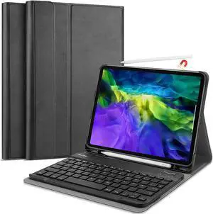 iPad Pro 11 Keyboard Case 2020 2nd Gen & 2018 1st Gen, Slim Lightweight Smart Cover with Magnetically Detachable Wireless Keyboard for iPad Pro 11 2020 2018–Black