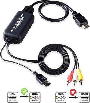 HDMI to RCA Converter Cable Adapter HDMI to 3RCA Adapter Support 1080P HDMI to RCA Audio Video for Amazon Fire Stick, Roku, Chromecast, PC, Xbox,DVD to TV