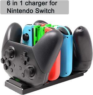 6 In 1 Charger Dock for Nintendo Switch Joy-Con Controllers and Pro Con,Controller Charging Dock for Nintendo Switch