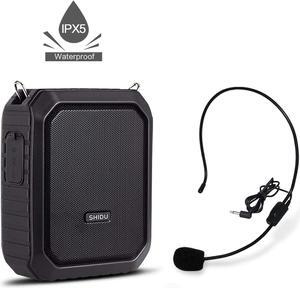 Voice Amplifier with Headset Portable Microphone and Speaker Waterproof IPX5 Rechargeable PA System for Outdoors Water Aerobics Teaching Speech Presenting