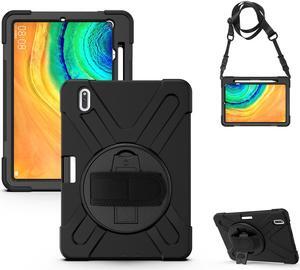 Case for Huawei MatePad Pro 10.8 Inch Tablet Heavy Duty Shockproof Rugged Protective Cover with 360 Degree Rotating Pencil Holder / Hand Strap / Shoulder Strap