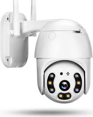 Pan Tilt Outdoor Security Camera 1080P Home WiFi IP Camera Pan Tilt Dome Surveillance Cam Two Way Audio Motion Detection Night Vision Onvif Waterproof CCTV Camera Support Max 128G SD (Not Included)