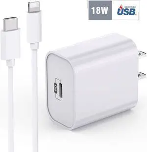 iPhone Fast Charger 18W PD Wall Charger Apple Certified 3FT USB C to Lightning Cable Power Delivery Adapter Support Quick Charging for iPhone 11 Pro Max XR XS X 8 Plus iPad Pro