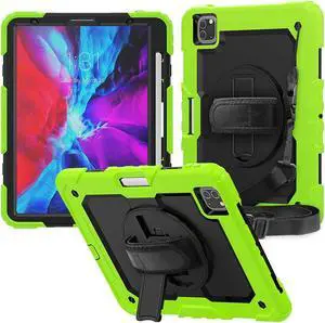 iPad Pro 12.9 Case 2020 [Support Apple Pencil Wireless Attaching and Charging] Heavy Duty Shockproof Rugged Protective Cover with Hand / Shoulder Strap for iPad Pro 12.9 inch 2020 4th Generation