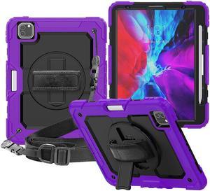 iPad Pro 12.9 Case 2020 [Support Apple Pencil Wireless Attaching and Charging] Heavy Duty Shockproof Rugged Protective Cover with Hand / Shoulder Strap for iPad Pro 12.9 inch 2020 4th Generation