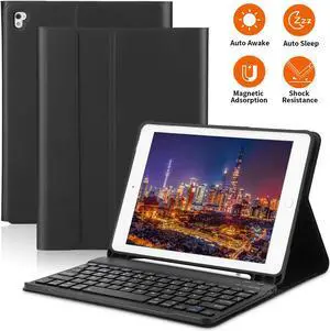 iPad Keyboard Case 9.7 Inch Compatiable for iPad 2018 6th Gen iPad 2017 5th Gen-iPad Pro 9.7-iPad Air 2&1, Detachable Bluetooth Keyboard Case with Pencil Holder, Auto Wake/Sleep