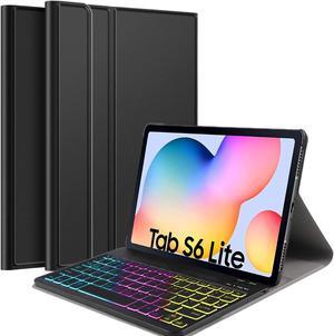 Backlit Bluetooth Keyboard Case for Samsung Galaxy Tab S6 Lite 10.4 Inch 2020 Model SM-P610 (Wi-Fi) SM-P615 (LTE) Premium PU Leather Stand Cover with Removable Wireless Keyboard