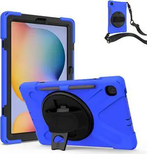 Case for Samsung Galaxy Tab S6 Lite 10.4 inch 2020 2022 Model SM-P610 P613 P615 P619 with Pencil Holder Full-Body Heavy Duty  Rotating Stand Cover with Shoulder Strap,Hand Strap