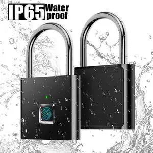 Fingerprint Padlock IP65 Waterproof Ultra Light One Touch Open Lock with USB Charging for Gym, Sports, School Employee Locker,Fence, Suitcase,Bike