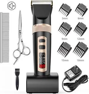 Dog Clippers Professional 3-Speed Quiet Rechargeable Cordless Pet Grooming Hair Clippers Set for Small and Large Dogs Cats Black