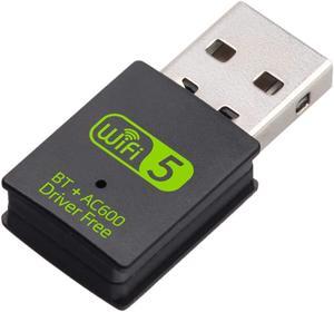 USB WiFi Bluetooth Adapter, 600mbps Dual Band 2.4G/5G Wireless WiFi Dongle Network Card for for Laptop Desktop Windows 10/8/8.1/7