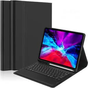 New iPad Pro 12.9 2020 4th Generation Keyboard Case Smart Folio with Wireless Rechargeable Bluetooth Keyboard for iPad Pro 12.9 Leather Cover Auto Sleep / Wake Magnetic Built-in Pencil Holder