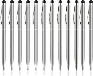 12 Packs Stylus Pens for Touch Screens, 2 in 1 Capacitive Stylus Ballpoint Pen for iPad, Tablet, iPhone, Kindle, Samsung and Other Touch Screen Devices