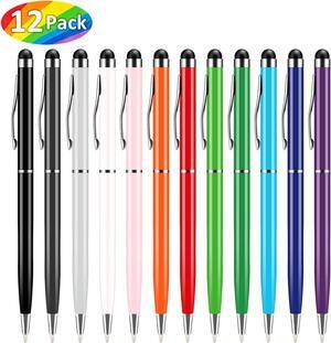 12 Packs Stylus Pens for Touch Screens, 2 in 1 Capacitive Stylus Ballpoint Pen for iPad, Tablet, iPhone, Kindle, Samsung and Other Touch Screen Devices