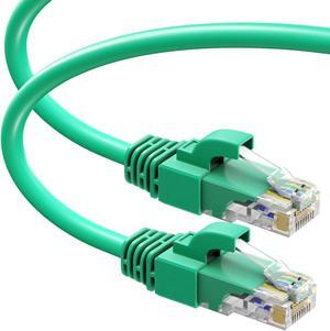 Cat 6 Ethernet Cable - 2 Pack Cat6 Cables Green - Snagless Internet Cable Pure Copper Computer Network Patch Cord UL Listed, 26AWG - Includes Cable Ties