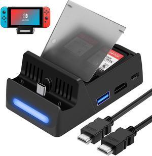 Dock for Nintendo Switch with HDMI Cable, Nintendo Switch Dock Replacement 1080P Mini Charging Station with HDMI Cable, USB 3.0 high-Speed TV Docking Station with 4 Game Cards Storage