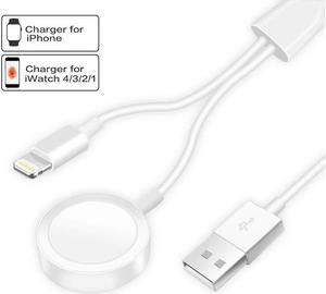 Updated Version Watch Charger Magnetic Cable for iWatch 5/4/3/2/1, 2in1 Wireless Charging Cable Compatible with Apple Watch Series 5/4/3/2/1 and iPhone11/11 Pro/11 Pro Max/XR/XS/XS Max/X/8/8P/7