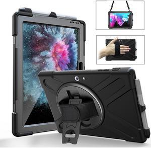 Case for Microsoft Surface Go 3 10.5 inch 2021 / Surface Go 2 10.5 inch 2020 / Surface Go 10 inch 2018 with with Pen Holder, Hand Strap & Shoulder Strap Shockproof Protective Stand Cover