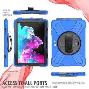 Case for Microsoft Surface Go 3 10.5 inch 2021 / Surface Go 2 10.5 inch 2020 / Surface Go 10 inch 2018 with with Pen Holder, Hand Strap & Shoulder Strap Shockproof Protective Stand Cover