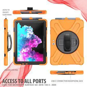 Case for Microsoft Surface Go 3 10.5 inch 2021 / Surface Go 2 10.5 inch 2020 / Surface Go 10 inch 2018 with with Pen Holder, Hand Strap & Shoulder Strap Shockproof Protective Stand Cover