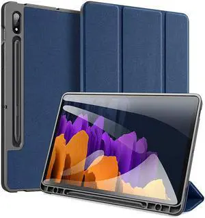 Case for Samsung Galaxy Tab S7 11 Inch 2020 with Pencil Holder, Premium Smart Tri-Fold Stand Flip Case Cover for SM-T870/T875 Auto Sleep/Wake, Support S Pen Wireless Charging