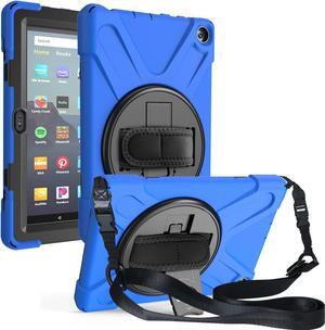 Case for Amazon Kindle Fire HD 8 2020 / Fire 8 Plus 2020 - 10th Generation 2020 Released - Shockproof Protective Cover with Built-in Kickstand Hand Strap & Shoulder Strap