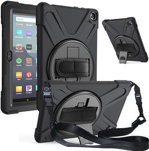Case for Amazon Kindle Fire HD 8 2020 / Fire 8 Plus 2020 - 10th Generation 2020 Released - Shockproof Protective Cover with Built-in Kickstand Hand Strap & Shoulder Strap
