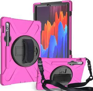 Galaxy Tab S8 2022 / Tab S7 2020 11 Inch Case Model SM-X700/SM-706/SM-T870/SM-T875/SM-T878 with S Pen Holder, Rugged Heavy Duty Shockproof Rotating Kickstand Protective Cover for Galaxy Tab S8 S7 11"