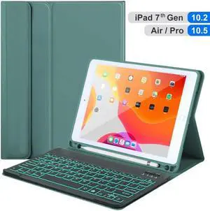 iPad Keyboard Case for iPad 10.2 2019 (7th Generation) - iPad Pro Air 3 10.5 inch - iPad Pro 10.5 2017 - 7 Colors Backlight, Magnetically Detachable Wireless Keyboard - Folio Cover