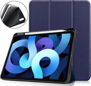 Case for New iPad Air 5 Air 4 10.9 Inch 2022 2020 5th 4th Generation with Pencil Holder, Lightweight Soft TPU Back and Trifold Smart Protective Cover with Auto Sleep/ Wake