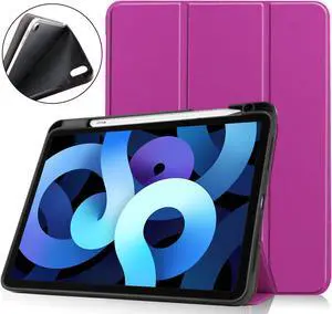 Case for New iPad Air 5 Air 4 10.9 Inch 2022 2020 5th 4th Generation with Pencil Holder, Lightweight Soft TPU Back and Trifold Smart Protective Cover with Auto Sleep/ Wake
