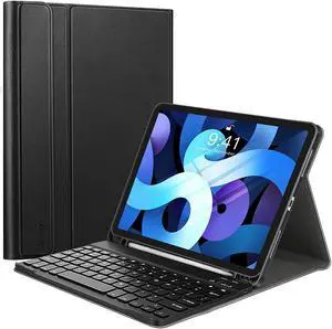 Keyboard Case for New iPad Air 10.9 inch 4th Generation 2020, Leather Folio Smart Cover with Detachable Wireless Bluetooth Keyboard & Pencil Holder