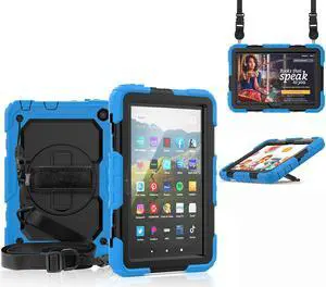 Case for Fire HD 8 2020 & Fire HD 8 Plus 2020 Heavy Duty Protective Shockproof Cover with Hand Strap, Shoulder Strap, Kickstand for Amazon Kindle Fire HD 8 & Fire HD 8 Plus 8 inch Tablet 2020 Release