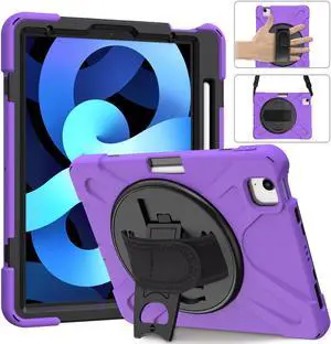 Case for iPad Air 5 10.9 2022 / iPad Air 4 10.9 2020 / iPad Pro 11 Inch 2021 2020 2018 Shockproof Kids Cover with Pencil Holder, Kickstand, Shoulder Strap