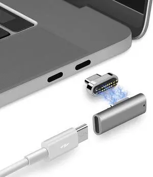 24 Pins MagTB3 Magnetic USB Type C Charging Adapter 40Gbps Data, 6K Video,100W and 20V/5A Charging Compatible with MacBook Pro 2016 - 2018 and USB C Laptop Tablet