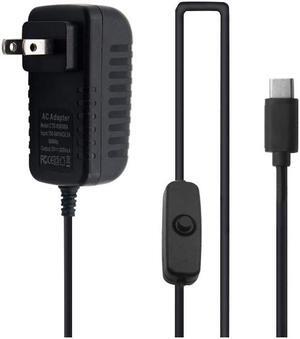 RPI 4 Power Charger Raspberry Pi 4 Power Supply USB-C (Type C) Charger Adapter 5V 3A with On/Off Switch for Raspberry Pi 4 Model B, Pi 4