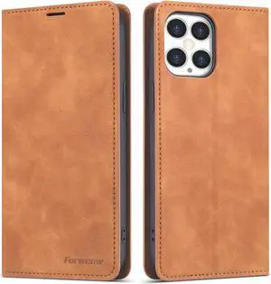 Case for iPhone 12 Pro Max Premium PU Leather Cover TPU Bumper with Card Holder Kickstand Hidden Magnetic Adsorption Shockproof Flip Wallet Case for iPhone 12 Pro Max 6.7 inch
