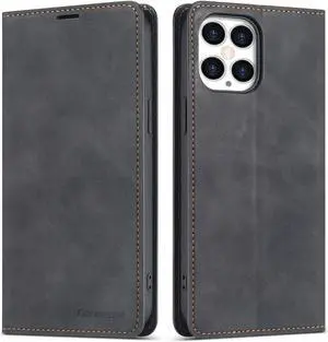 Case for iPhone 12 Pro Max Premium PU Leather Cover TPU Bumper with Card Holder Kickstand Hidden Magnetic Adsorption Shockproof Flip Wallet Case for iPhone 12 Pro Max 6.7 inch