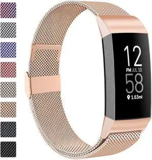 Compatible with Fitbit Charge 4 Bands for Women Men, Stainless Steel Mesh Magnetic Metal Band Replacement for Fitbit Charge 4 / Charge 3 / Charge 3 SE