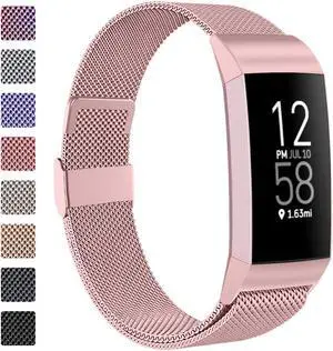 Compatible with Fitbit Charge 4 Bands for Women Men, Stainless Steel Mesh Magnetic Metal Band Replacement for Fitbit Charge 4 / Charge 3 / Charge 3 SE