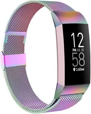 Compatible with Fitbit Charge 4 Bands for Women Men, Stainless Steel Mesh Magnetic Metal Band Replacement for Fitbit Charge 4 / Charge 3 / Charge 3 SE