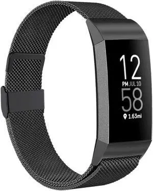 Compatible with Fitbit Charge 4 Bands for Women Men, Stainless Steel Mesh Magnetic Metal Band Replacement for Fitbit Charge 4 / Charge 3 / Charge 3 SE