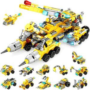 STEM Building Toys for Kids, 566PCS Construction Truck Blocks Toys for 6 Years Old Boys, 25-in-1 Educational Building Sets, Best Festival Gifts for Boys Girls Aged 6 7 8 9 10 11 12 Yr Old