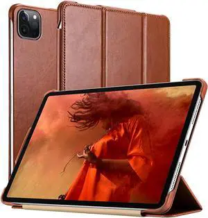 iPad Pro 12.9 Case 2020 Genuine Leather Folio Flip Smart Cover with Auto Wake / Sleep Function [Magnetic] Kickstand for Apple iPad 12.9 inch 2020