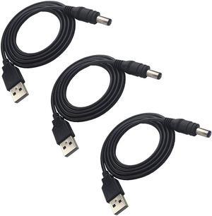 3 PCS 1m Extension Cable USB to DC Cable - 5V USB 2.0 Port Male to DC 5V Male 5.5mm x 2.1mm Power Cord (3.3ft)