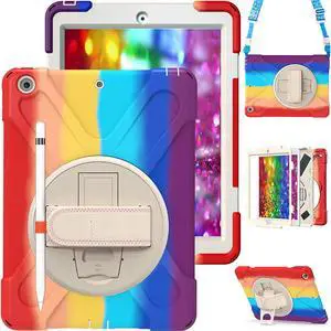 iPad Case 6th 5th Generation Case Protective Cover with Pencil Holder, Shoulder Strap, Hand Strap, Kickstand for Apple iPad 9.7 inch 2018 2017