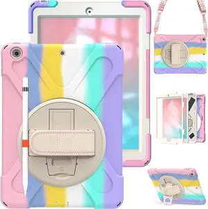 iPad Case 6th 5th Generation Case Protective Cover with Pencil Holder, Shoulder Strap, Hand Strap, Kickstand for Apple iPad 9.7 inch 2018 2017
