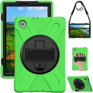Heavy Duty Case for Lenovo Tab M10 HD (2nd Gen) 2020, 10.1 Inch Rugged Case with Strap Kickstand Shoulder Belt for TB-X306F/TB-X306X